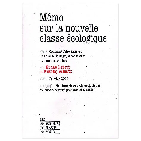 Mémo sur la nouvelle classe écologique